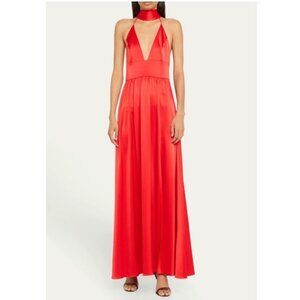 NWT Alice & Olivia Hannah Halter Scarf Maxi Dress in Bright Ruby
